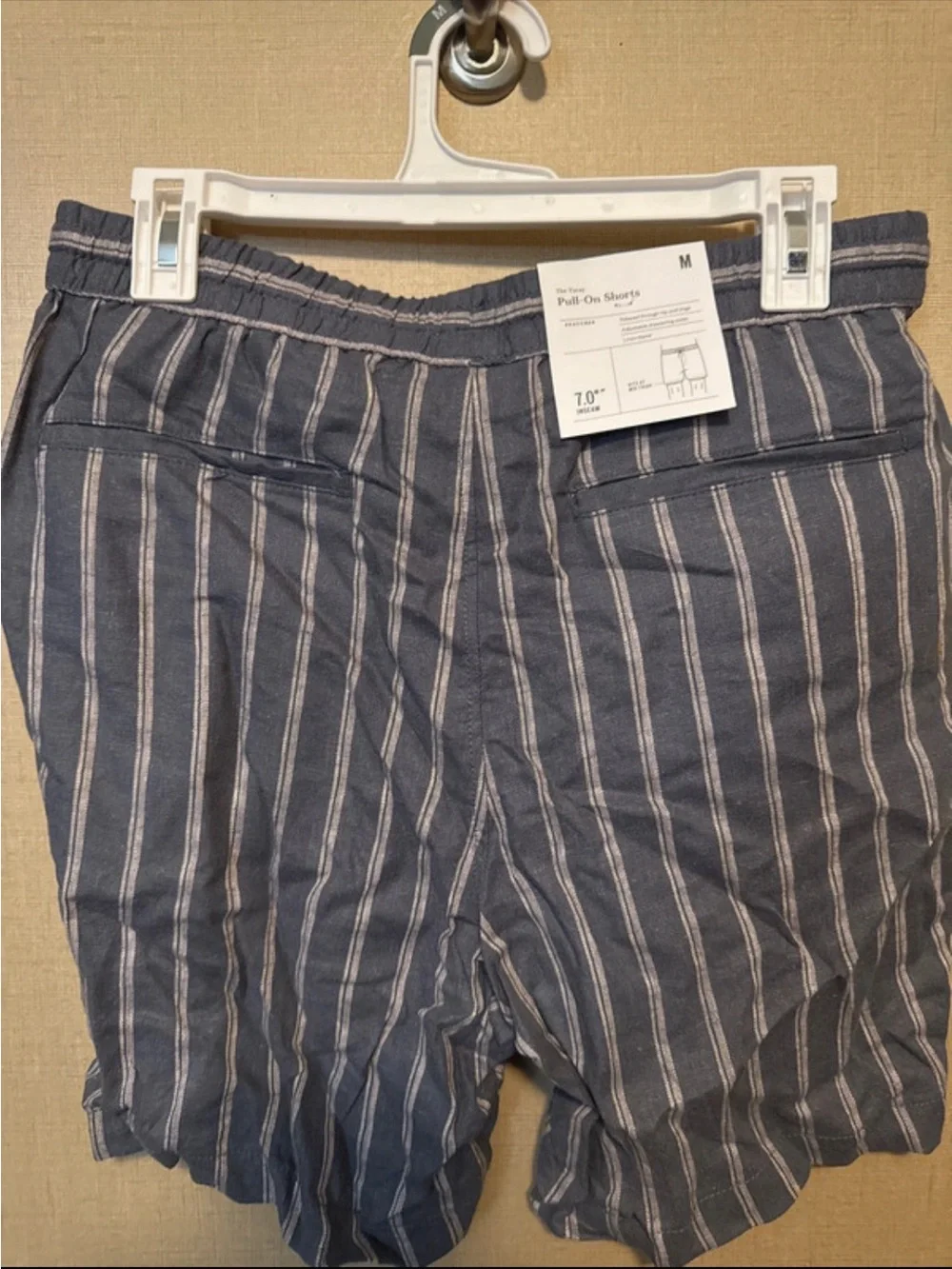 Men's Blue Striped Shorts with Drawstring